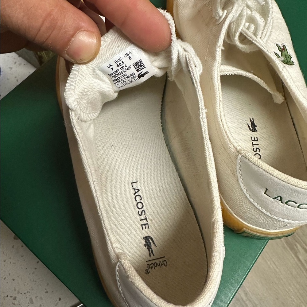 Lacoste White Canvas Sneakers with Yellow Soles - Picture 4 of 4